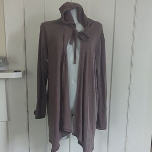 Honeyme Brown Cardigan Sweater Long Open-Front